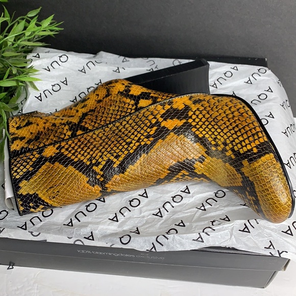 Aqua Womens Soren Ankle Boots Leather Block Heel - Yellow - Picture 9 of 11